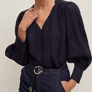 Embroidered V-Neck Blouse